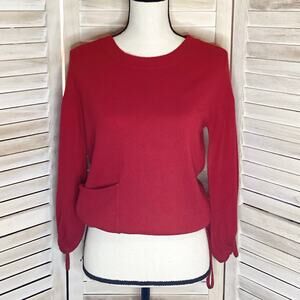 Childress Y2K Red 100% Cashmere Cropped Blouson Pocket Sweater 1 S